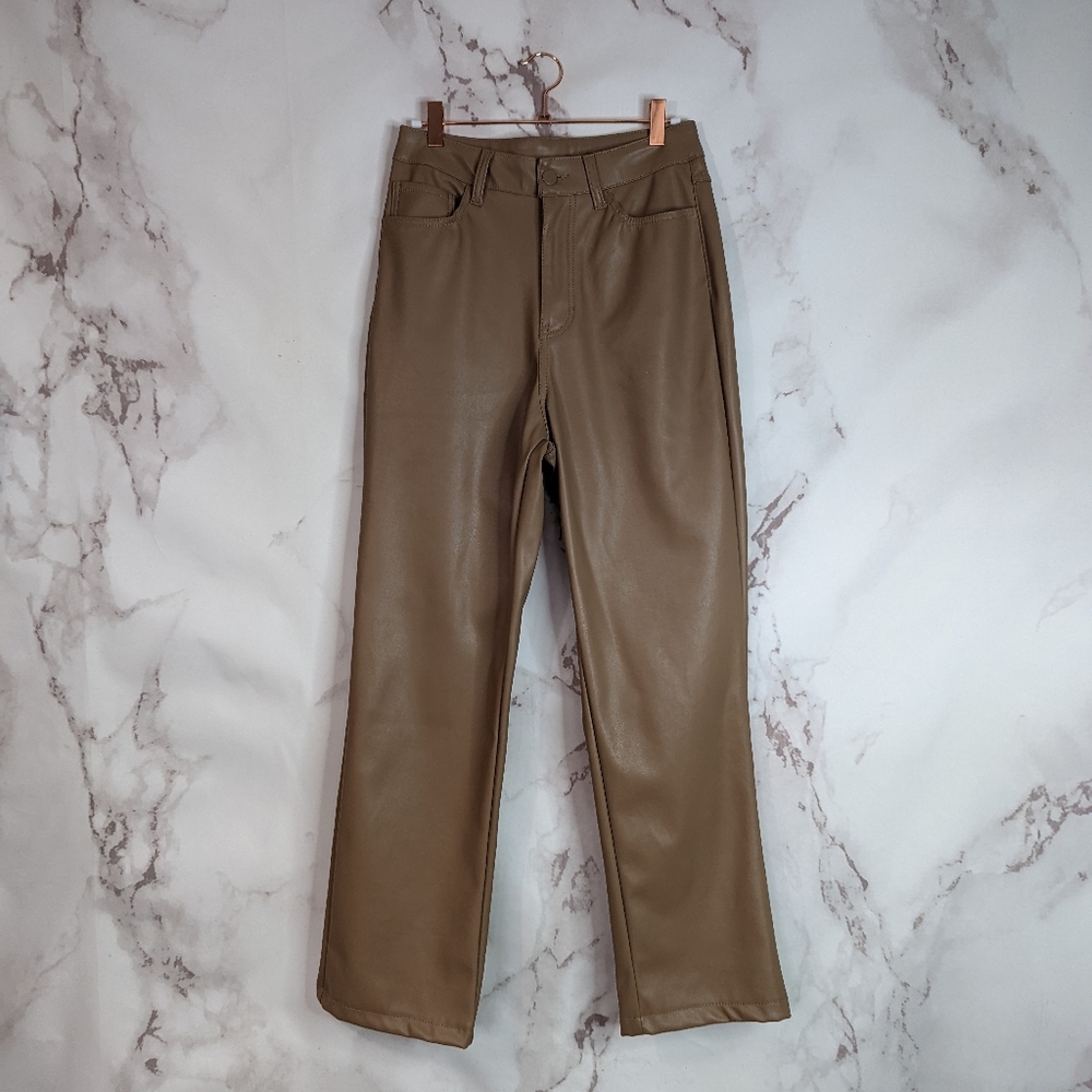 🖤  Ci Sono Faux Leather Pant High Rise Straight Brown Neutral